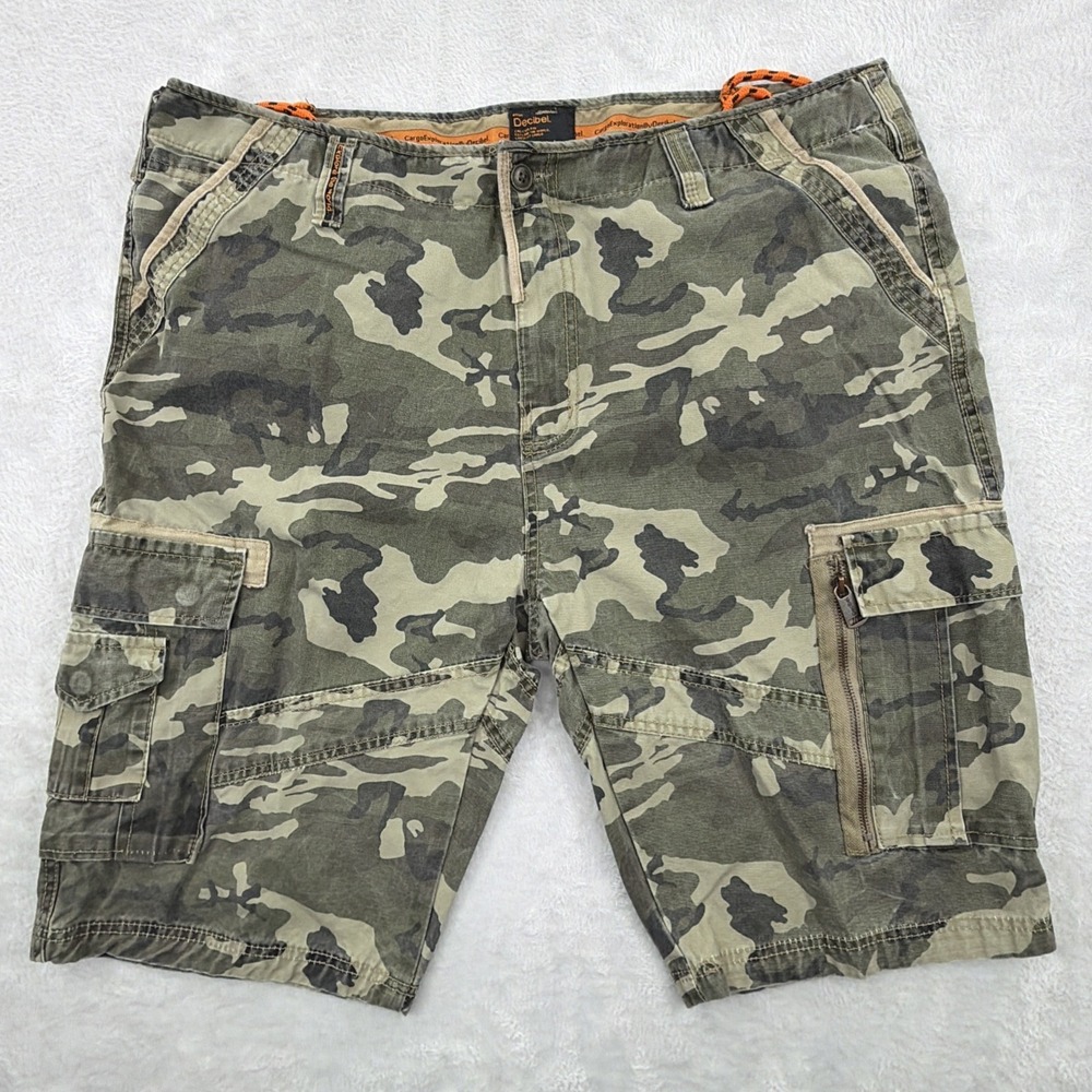 Y2K Decibel‎ Distressed Shorts Woodland Camo Mens Size 42 Hip Hop Explore The
